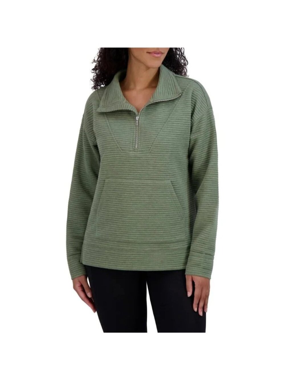 NWOT Kirkland Signature Women's XXL Green Fleece Pullover Half-Zip